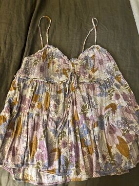 American Eagle Outfitters Lavender & Floral Smocked Cami